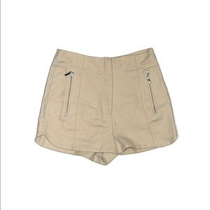 TopShop tan front zipper dress shorts shorties high rise 6